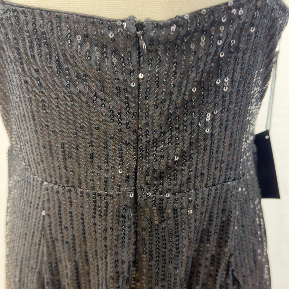 Area Stars Sequin Midi Dress Black Surplus Neckline Sleeveless Cocktail‎ L NEW - Picture 7 of 16